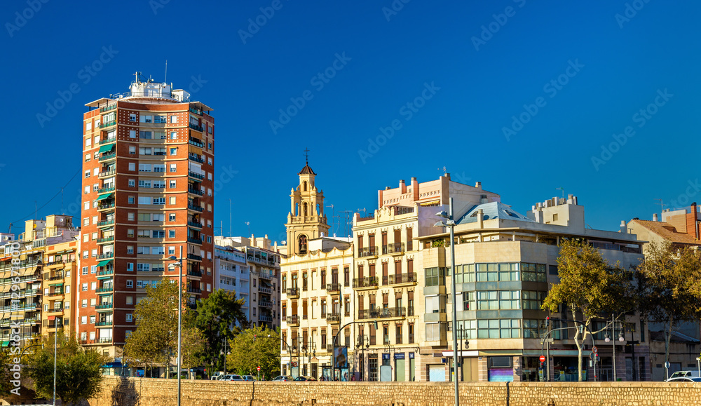 Buildings at the ancient riverside in Valencia, Spain