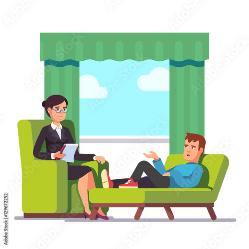 Patient talking to psychologist