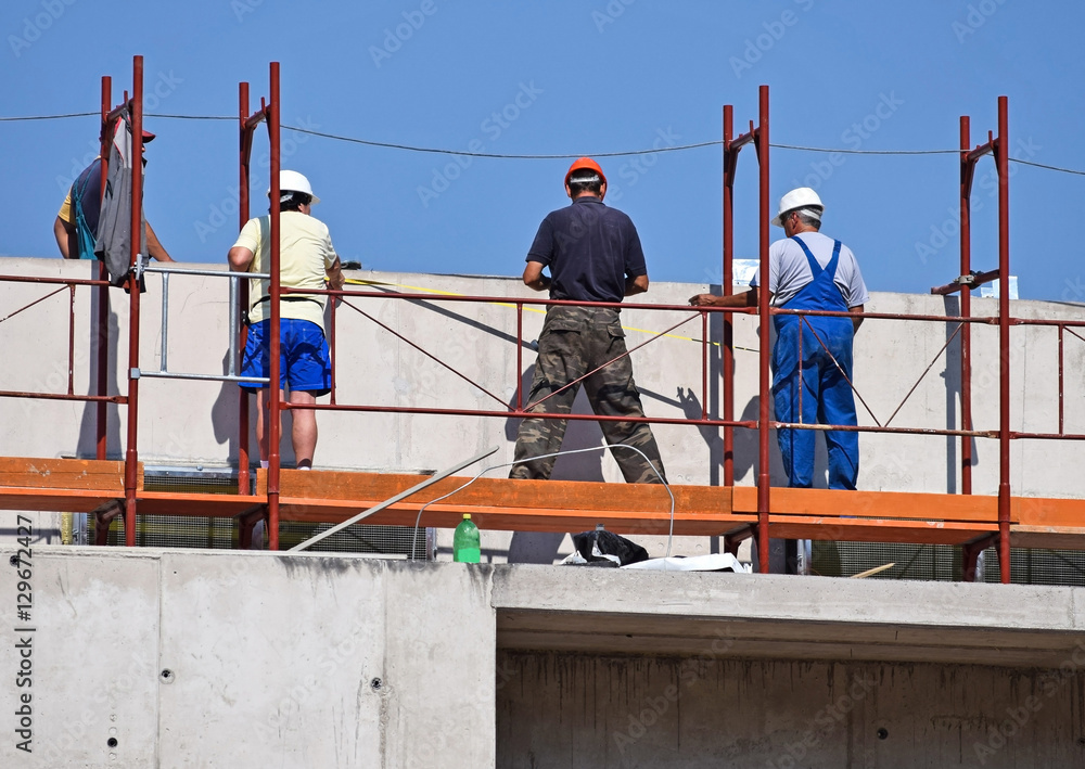 Construction workers at work