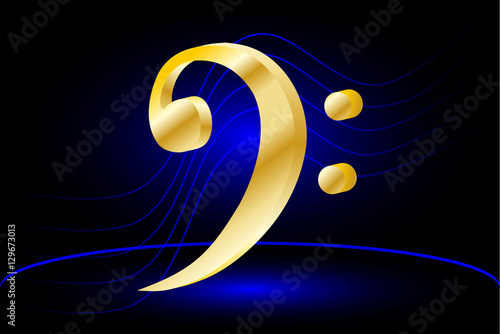Music note stave and bass clef, bass clef,