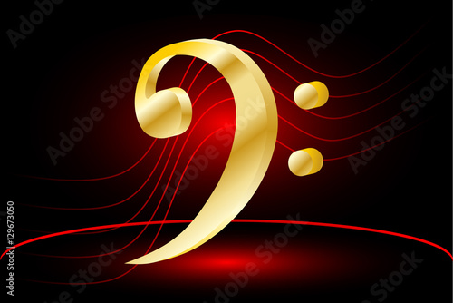 Music note stave and bass clef, bass clef,