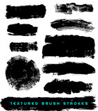 Abstract Vector of textured brush strokes, black paint, grunge