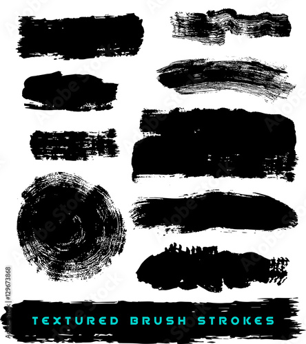 Abstract Vector of textured brush strokes  black paint  grunge