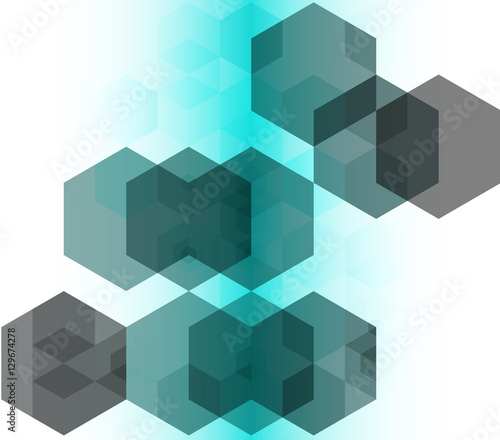 Abstract hexagonal background. Gray hexagons on a blue background