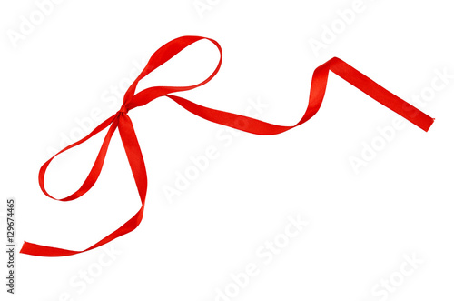 Red silk ribbon bow