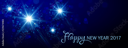 Fireworks Bokeh Banner - Happy New Year 2017 