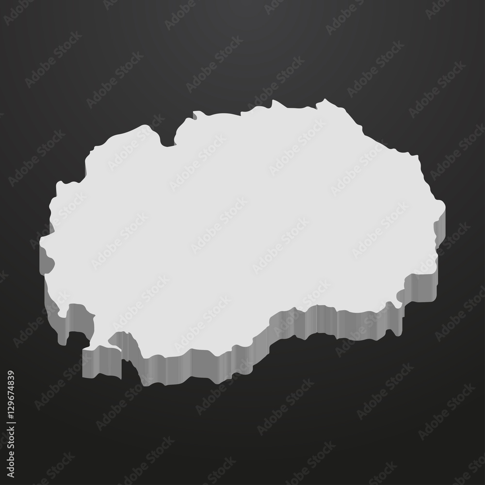 Macedonia map in gray on a black background 3d