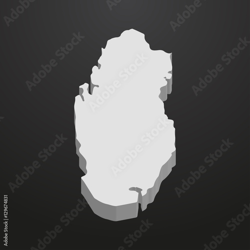 Qatar map in gray on a black background 3d