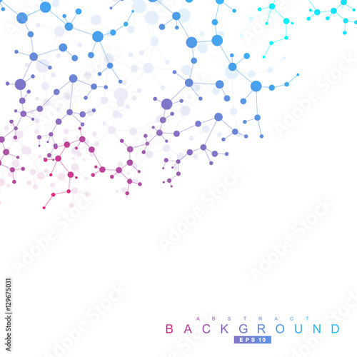 Structure molecule and communication. Dna  atom  neurons. Scientific concept for your design. Connected lines with dots. Medical  technology  chemistry  science background. Vector illustration.