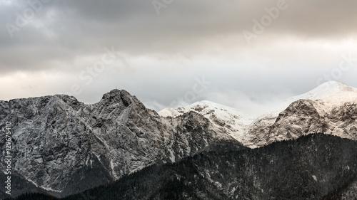 Mountain massif Giewont in the Western Tatra Mountains with a he