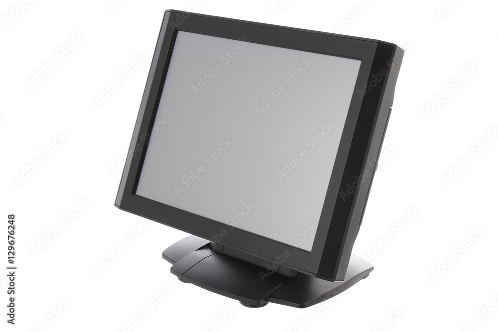 Point Of Sale System with Screen Monitor On White Background Point Of Sale System with Screen Monitor On White Background