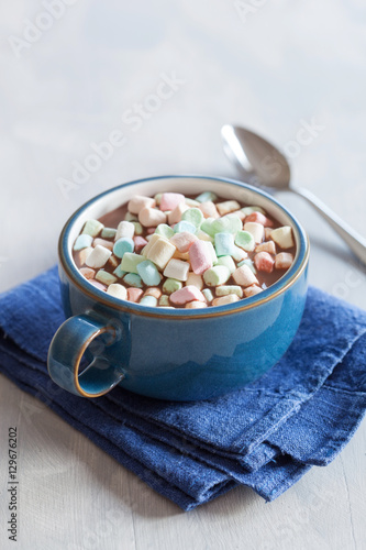 hot chocolate with mini marshmallows warming drink