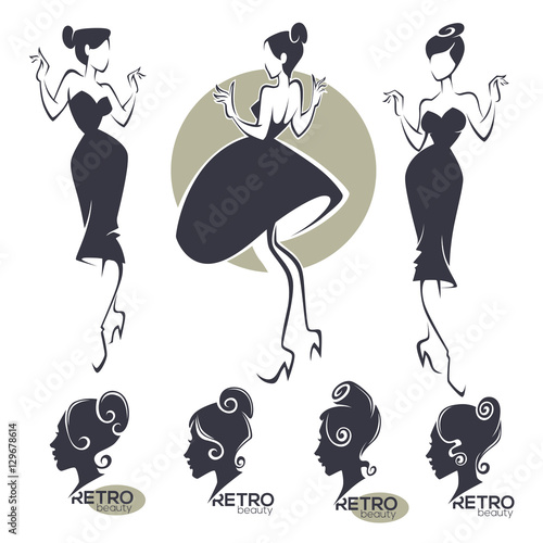 retro fashion and beauty logo and emblem collection