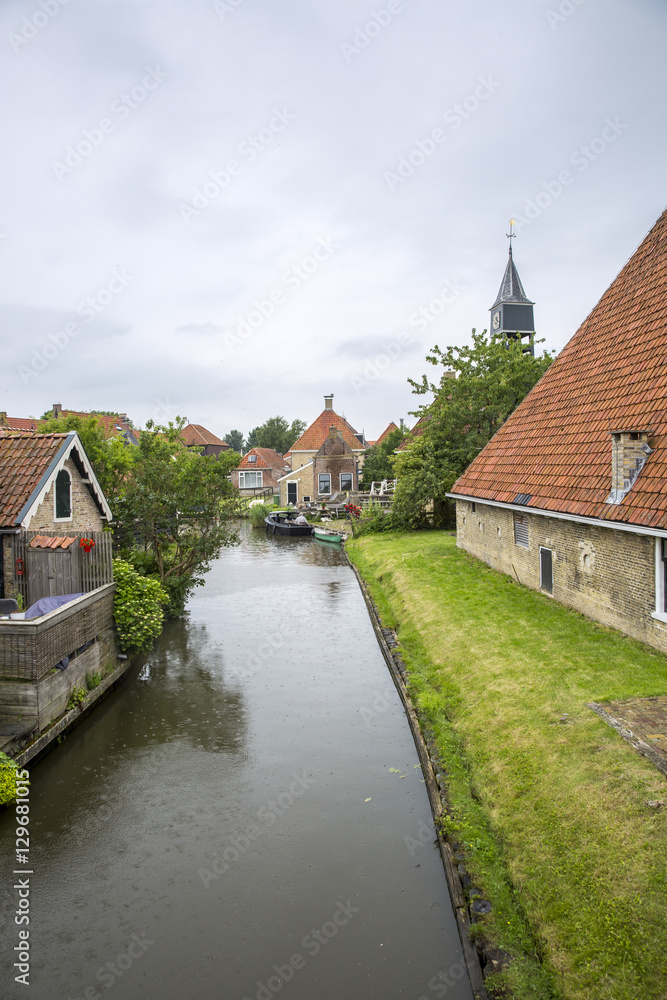 view on Dutch village with a canal, The Netherlands