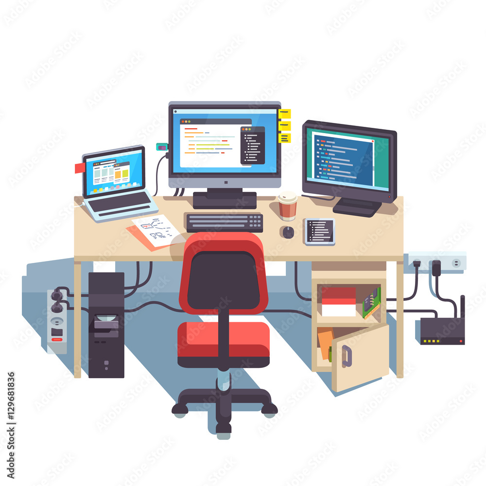 Professional programmer working desk