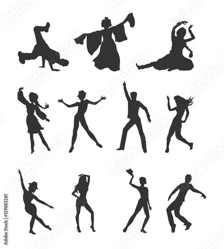 Set of Dancing Peoples Flat Vector Illustrations