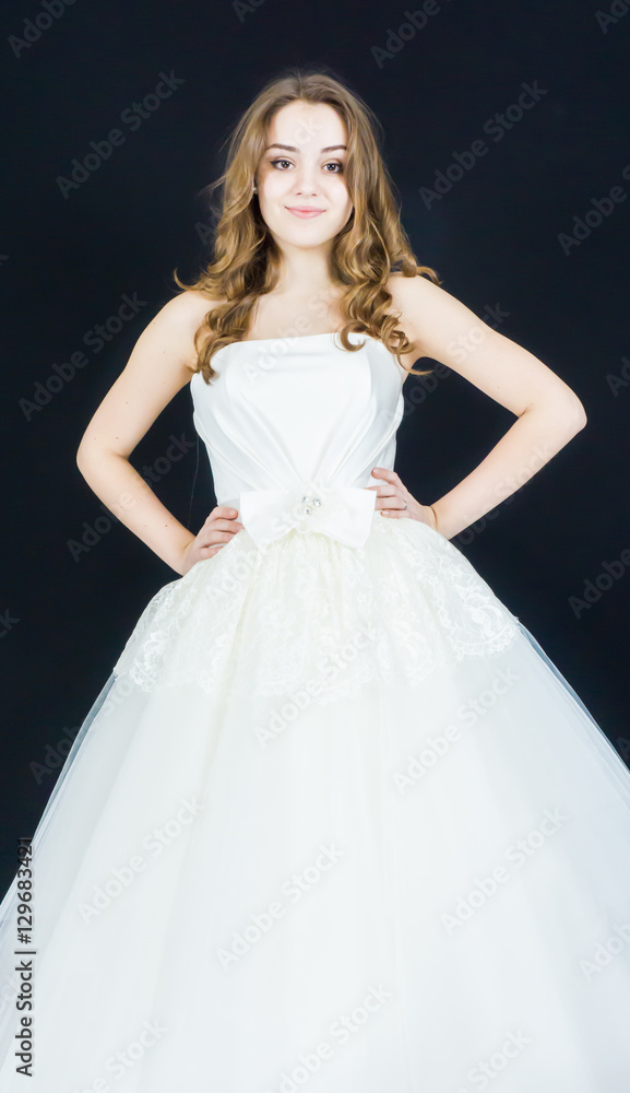 bride on black background. dress bride on black background. dress