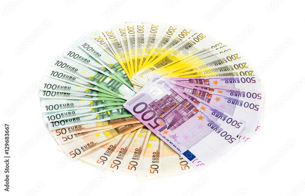 circle of euro banknotes money isolated on white background. bil circle of euro banknotes money isolated on white background. bil