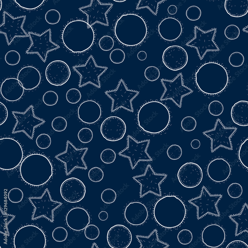 Vector stars and balls seamless pattern