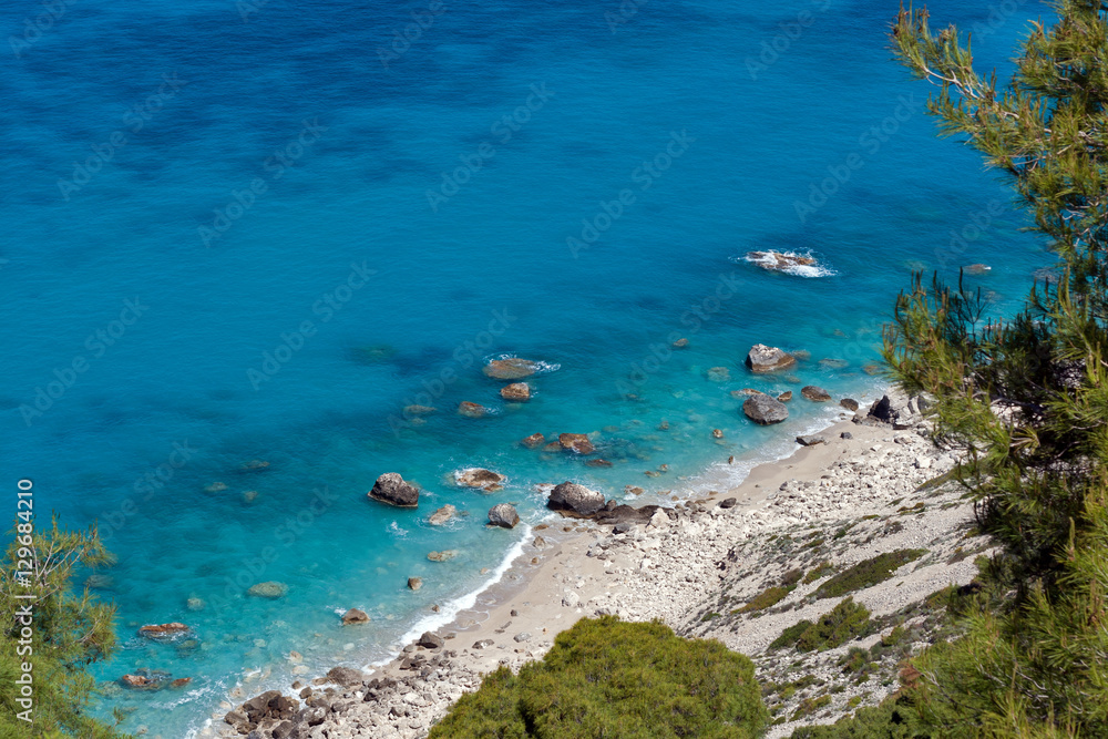 Blue Waters of Kokkinos Vrachos Beach, Lefkada, Ionian Islands, Greece