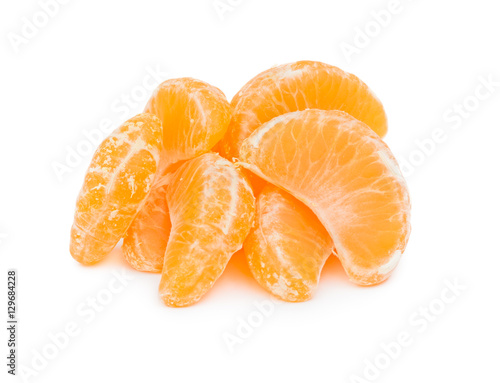 Pile of pieces of orange tangerine or mandarin isolated