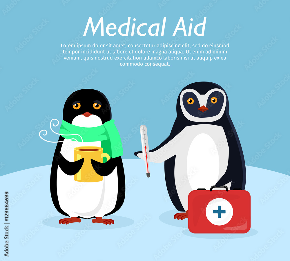 Obraz premium Medical Aid Conceptual Flat Stye Vector Banner