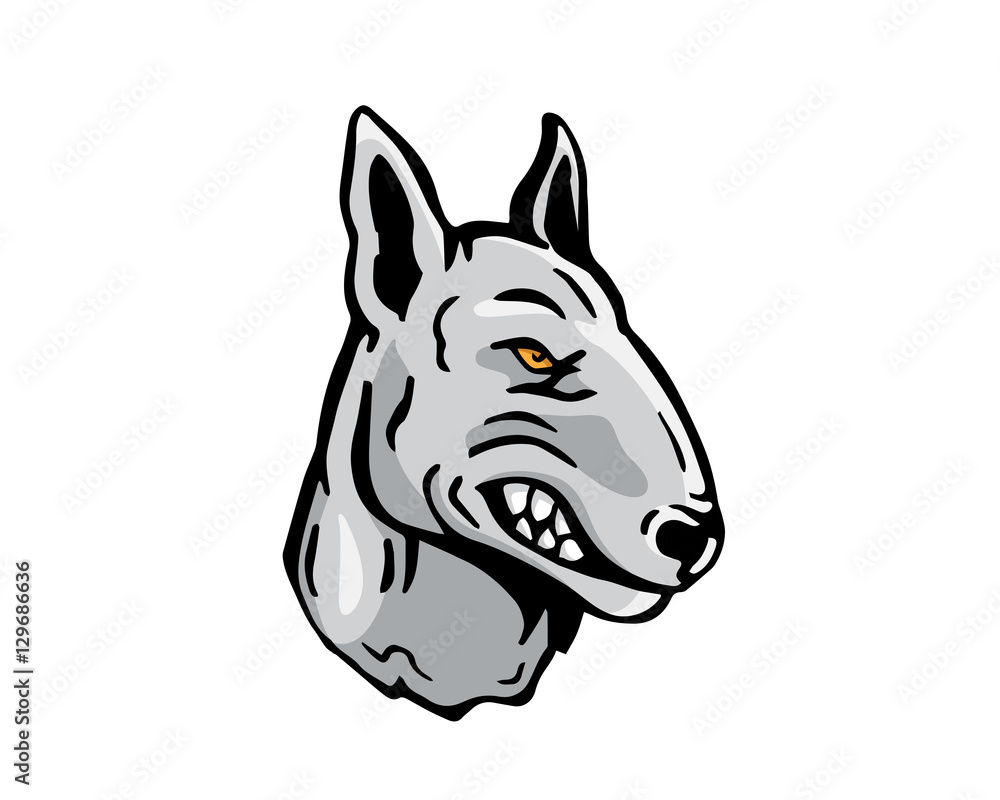 Angry Dog Breed Character Logo - White Bull Terrier