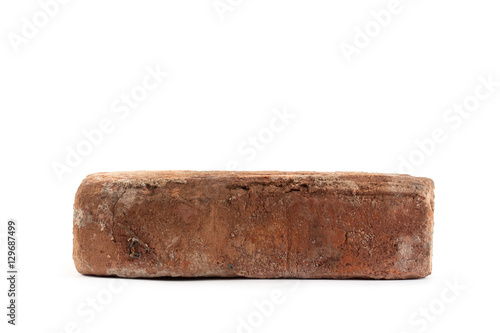 Old red brick isolated on white 