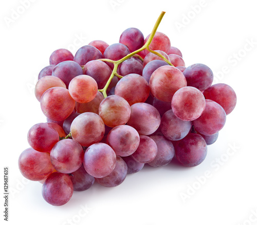Ripe red grape. Pink bunch isolated on white. With clipping path