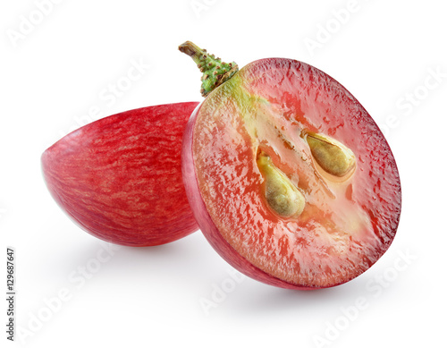 Ripe red grape isolated on white. With clipping path. Full depth