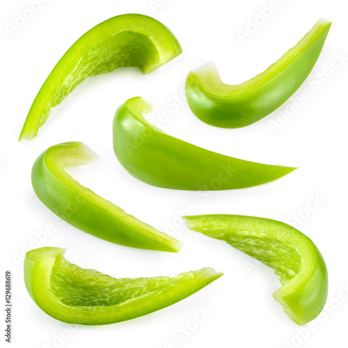 Pepper. Slice of green paprika isolated. With clipping path. Col