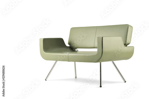Green leather sofa side view