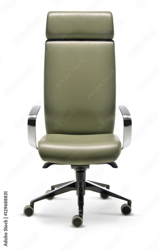 Office executive chair in green leather front view Office executive chair in green leather front view