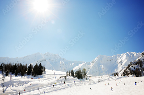 sunny day in winter alps