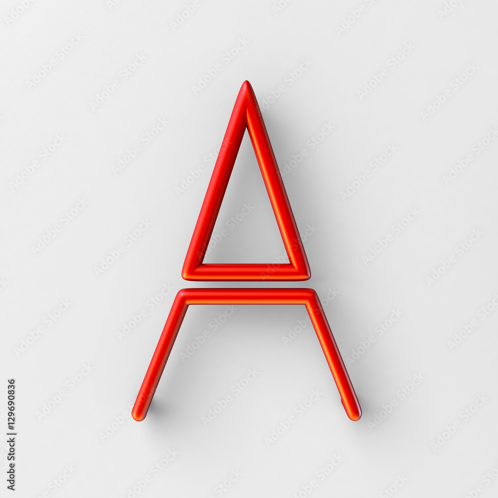 3d realistic RED Wire Font with soft shadows. Letter A. 3d rendering isolated on bright background. 3d realistic RED Wire Font with soft shadows. Letter A. 3d rendering isolated on bright background.