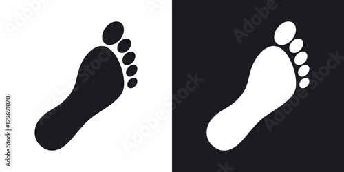 Vector footprint icon. Two-tone version on black and white background