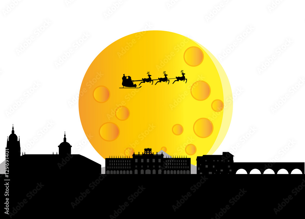 Santa Claus flying over Salamanca