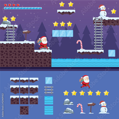 Modern Christmas Santa Adventure Game User Interface and Assets 