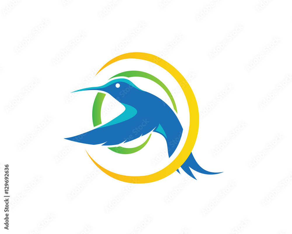 Modern Bird Logo - Hummingbird Wave Modern Bird Logo - Hummingbird Wave