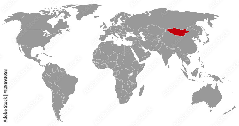 Mongolei auf der Weltkarte