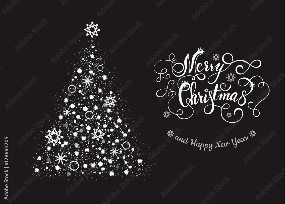 Christmas card tree and balls with lettering. Vector illustration EPS 10. Christmas card tree and balls with lettering. Vector illustration EPS 10.