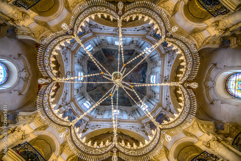 Under the chandalier in Prague