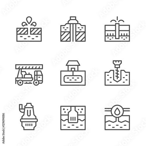 Set line icons of water bore