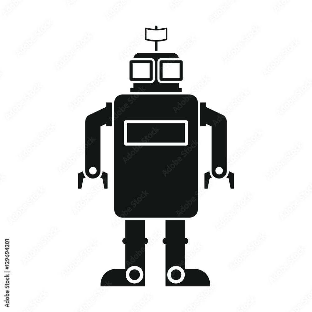 Funny vector robot in black flat silhouette style Funny vector robot in black flat silhouette style