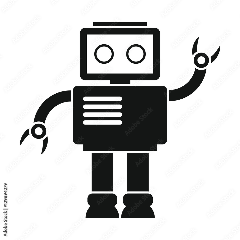 Funny vector robot in black flat silhouette style Funny vector robot in black flat silhouette style