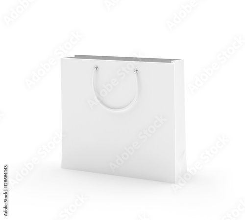 White blank shopping bag isolated on white background. 3D illustration