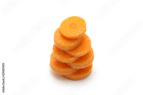 Isolated carrot sliced on white background with clipping path