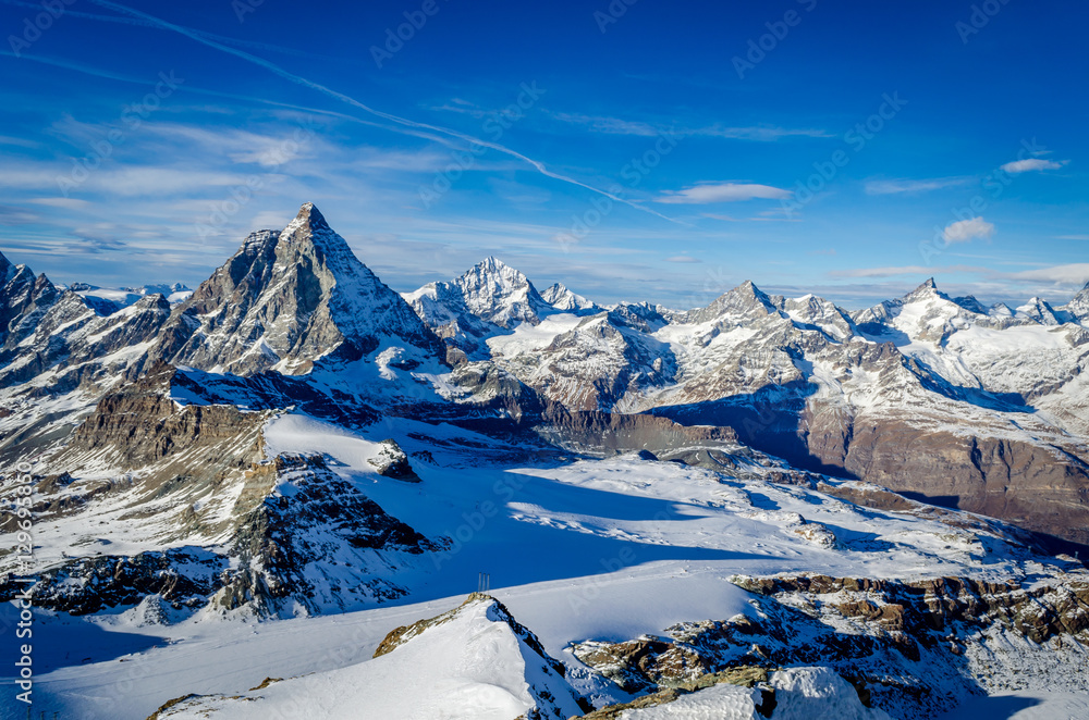 Matterhorn, viewed from Klein Matterhorn on a clear winter day