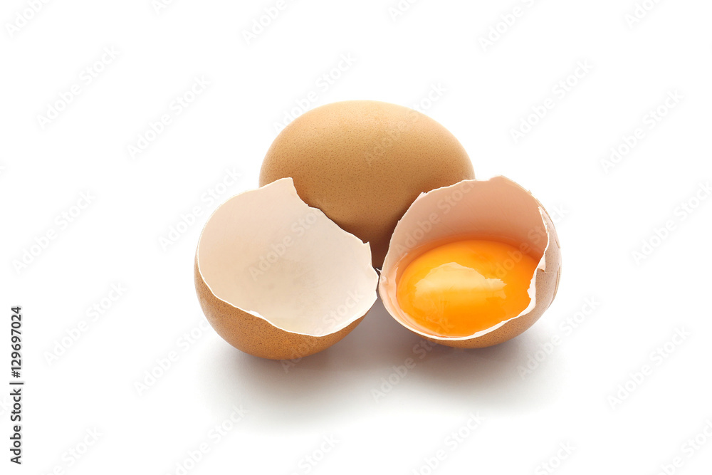 close up broken egg isolated on white background close up broken egg isolated on white background