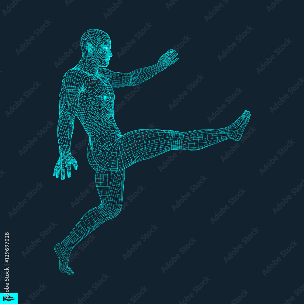 Football player. Sports concept. 3D Model of Man. Sport Symbol. Football player. Sports concept. 3D Model of Man. Sport Symbol.